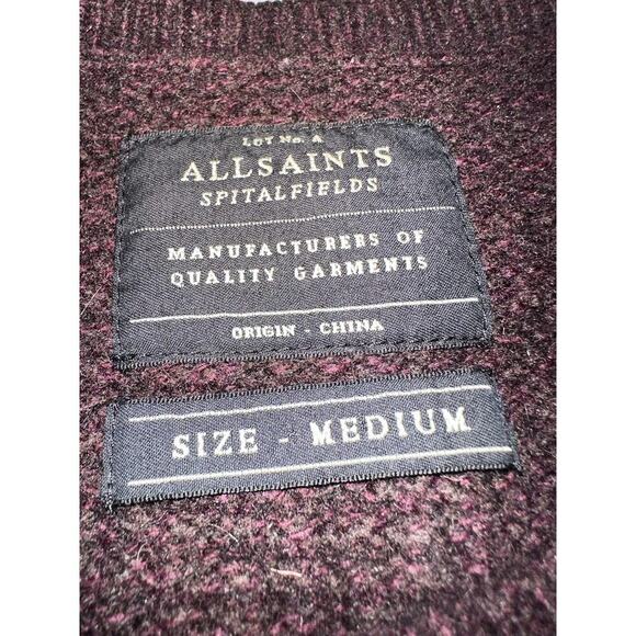 All Saints Men's Sz M Spitalfields Lambswool & Angora‎ Crewneck Jumper Sweater - Picture 3 of 7